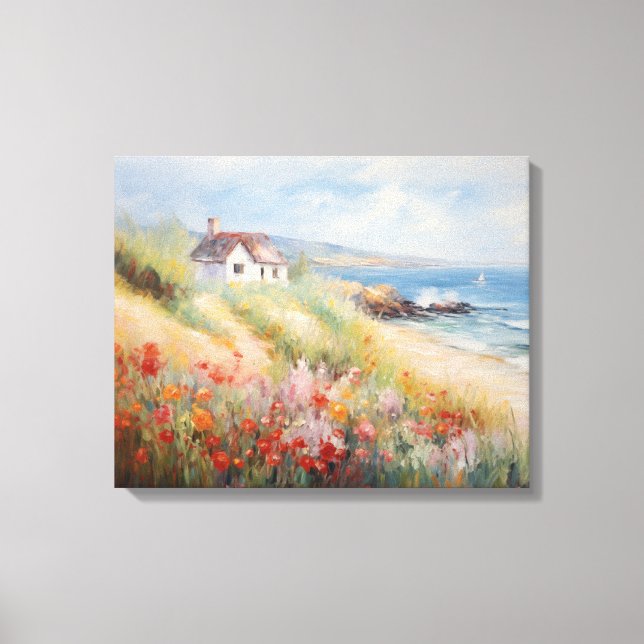 Beach liggande, Vintage, Kanvastryck (Framsida)