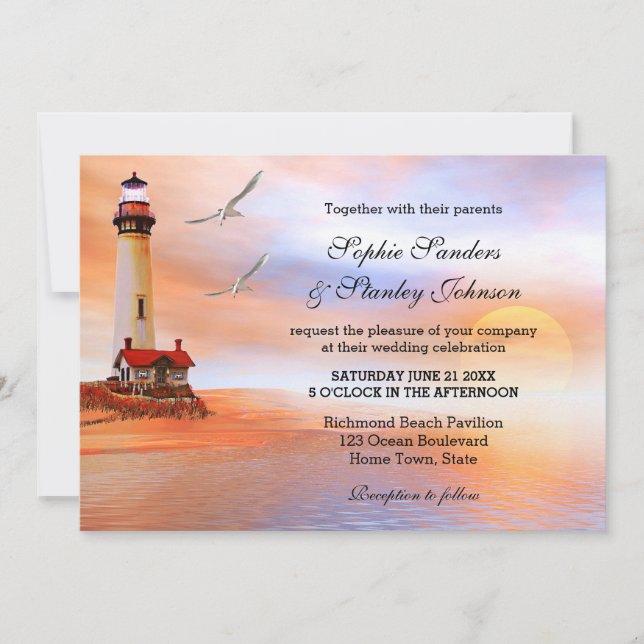 Beach Lighthouse-inbjudan Inbjudningar (Framsida)