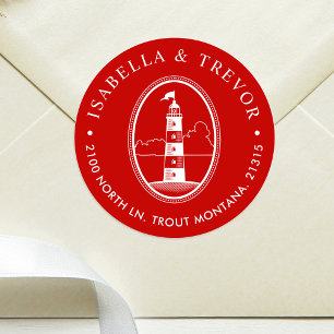 Beach Lighthouse Nautical ThLED Crimson Runt Klistermärke