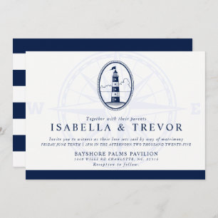 Beach Lighthouse   Nautiskt centrum Bröllop Inbjudningar