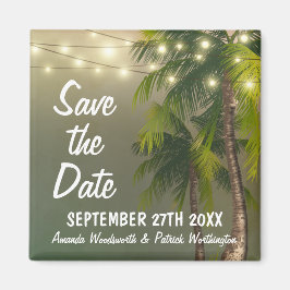 Beach Ljus Handflatan Träd Tropical Save Date Magnet