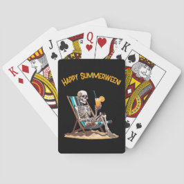 Beach Lounging Skeleton Halloween Casinokort