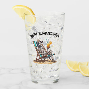 Beach Lounging Skeleton Halloween Glaskopp