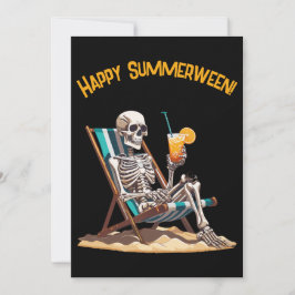 Beach Lounging Skeleton Halloween Inbjudningar