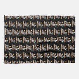 Beach Lounging Skeleton Halloween Kökshandduk