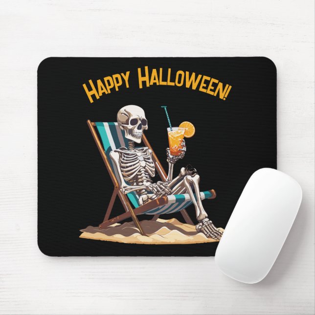 Beach Lounging Skeleton Halloween Musmatta (Med mus)
