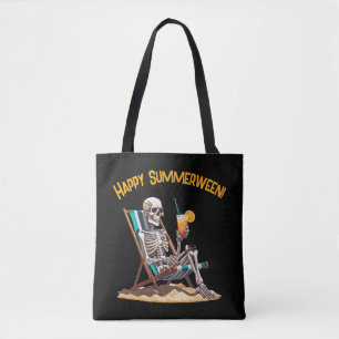 Beach Lounging Skeleton Halloween Tygkasse