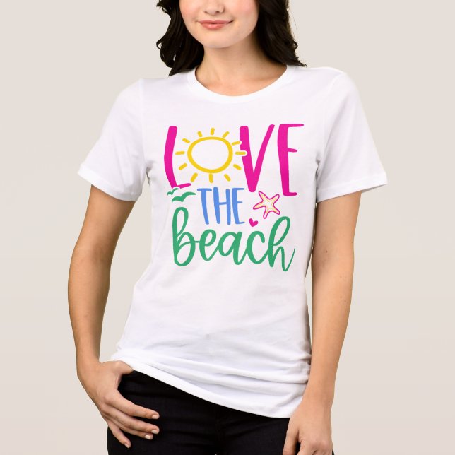 Beach Lover "Love the Beach" T Shirt (Framsida)
