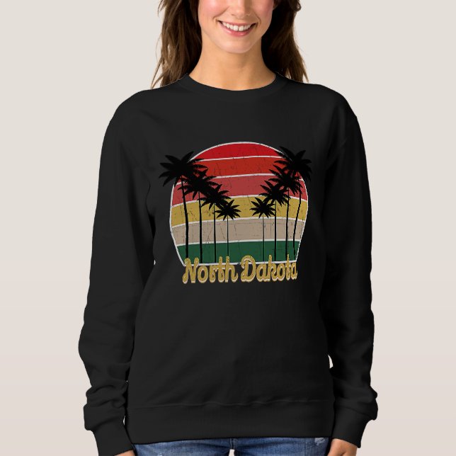 Beach Lover  Retro North Dakota  Summer Grunge T Shirt (Framsida)