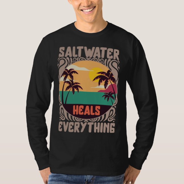 Beach Lover Saltwater Heals Everything Family Vaca T Shirt (Framsida)