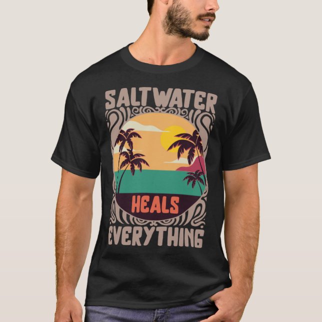 Beach Lover Saltwater Heals Everything Family Vaca T Shirt (Framsida)