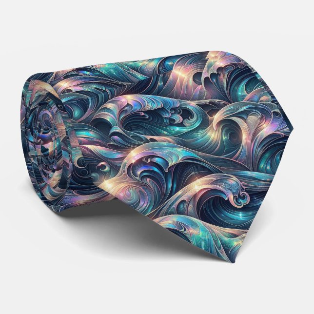 Beach Lovers Tie | Holographic Ocean Waves Pattern Slips (Rullad)