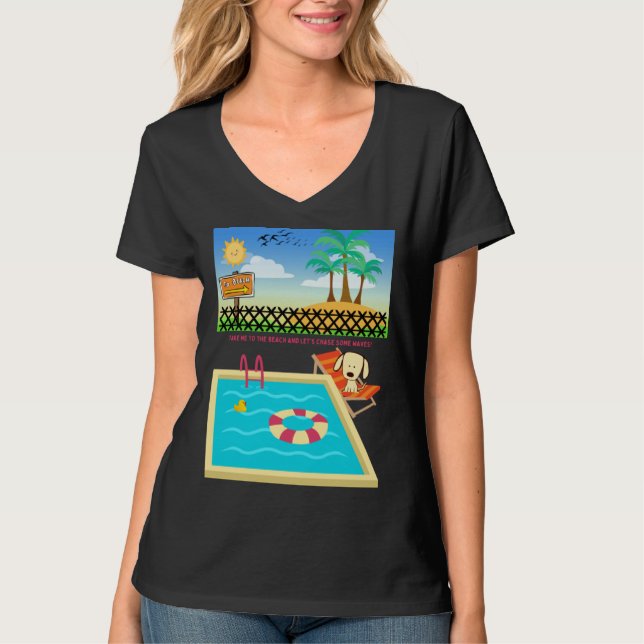 Beach loving Dog Ready to Hit the Sands  Wishing T Shirt (Framsida)