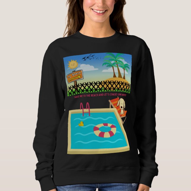 Beach loving Dog Ready to Hit the Sands  Wishing T Shirt (Framsida)