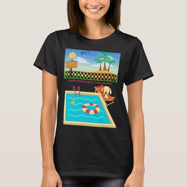 Beach loving Dog Ready to Hit the Sands  Wishing T Shirt (Framsida)
