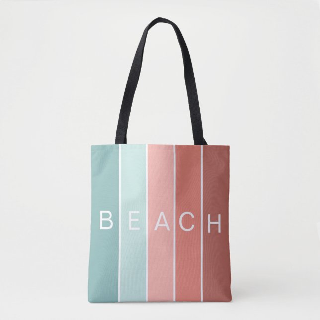 Beach lycklig coola blue modern rand tygkasse (Framsida)