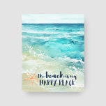 Beach Lycklig Ställe Starfish Ocean Vågar Coastal Canvastryck<br><div class="desc">Lägg ett havs- och saltlevande luft-vibe till dina väggar med den här kusttäckta kanvas som innehåller vattentorkad tropiska turkos över vinkara havet,  korallstjärnfisk och "stranden är mitt lycklig ställe" i ett blått handskriftsteckensnitt för marinens flotta. Art av KL Lagrar</div>