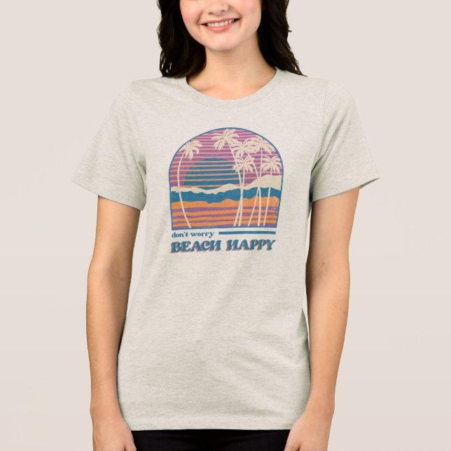 Beach Lycklig T Shirt (Framsida)