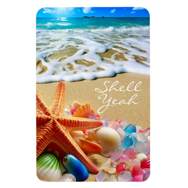 Beach Magnet med Seashells och Sea glass (Vertikal)