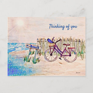 Beach-målande cykel Att tänka på ditt PostCard-kor Vykort