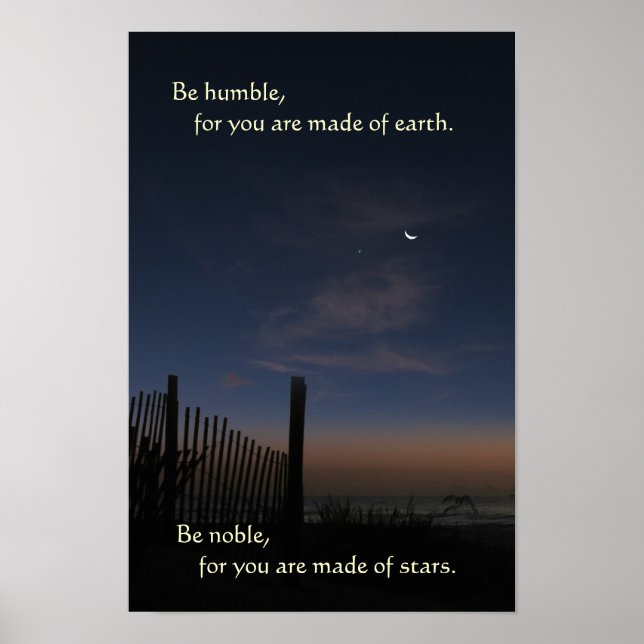 Beach Måne Soluppgång "Be Noble" Poster (Framsidan)