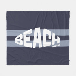 Beach, marin blå och vit fleecefilt