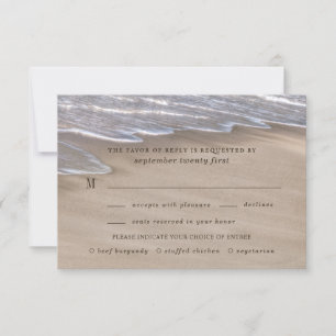 Beach Meal Choice Sand Hearts Elegant bröllop OSA Kort