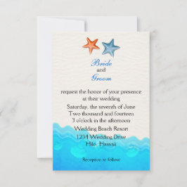 Beach med inbjudan till Starfish bröllop