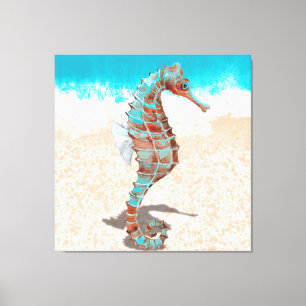 Beach med Seahorse Canvastryck