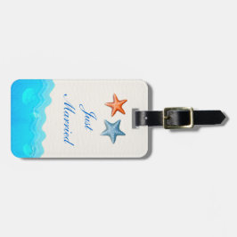 Beach med Starfish Bröllop Ny gifta Bagagebricka