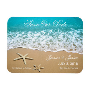 Beach med Starfish Spara datum magneter