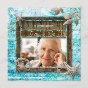 Beach Memorial Annountions Funeral Vintage Inbjudningar