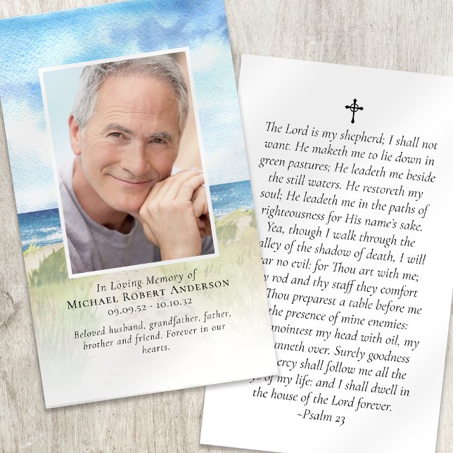 Beach Memorial Prayer Card Visitkort (Skapare uppladdad)