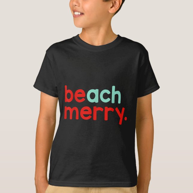 Beach Merry Christmas  T Shirt (Framsida)