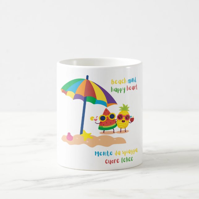 Beach Mind, Happy Heart Summer Magisk Mugg (Center)