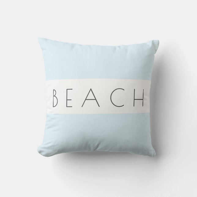 Beach Modern Blue Grått White Coastal Simple Kudde (Framsida)