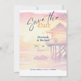 Beach Möhippa Sunset Coastal Sparar datumet Inbjudningar