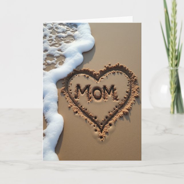 Beach Mom Sand Heart Message Card Kort (Framsida)