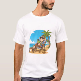 Beach Monkey Coconut Funny Cartoon Mens Summer T Shirt