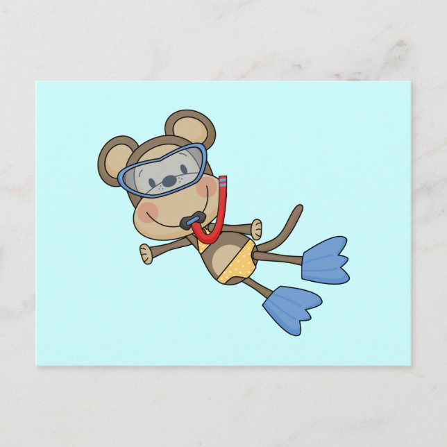 Beach Monkey Snorkeling Tshirts och Gifts Vykort (Framsida)