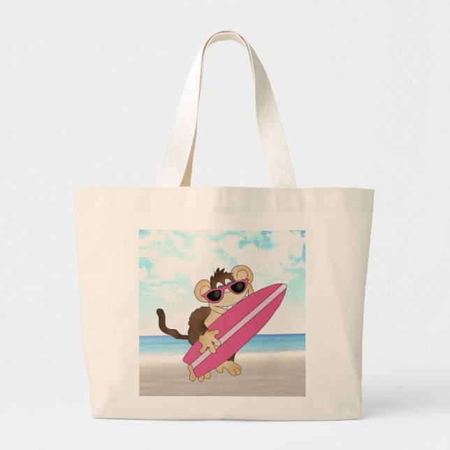 Beach Monkey Tote Bag Jumbo Tygkasse (Framsidan)