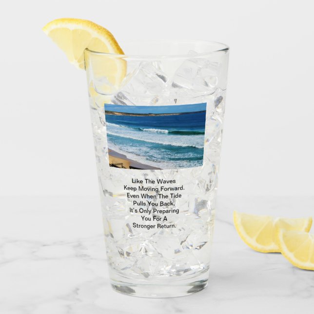 Beach Motivation Citat: Precis som Vågar Behållans Glaskopp (Framsida Ice)