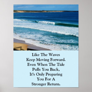Beach Motivation Citat: Precis som Vågar Behållans Poster