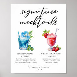 Beach Namnteckning Mocktails Summer Menu Poster