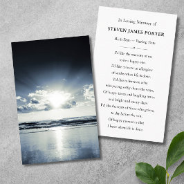 Beach Nature Sympathy Funeral Memorial Card Visitkort