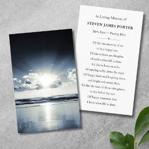 Beach Nature Sympathy Funeral Memorial Card Visitkort