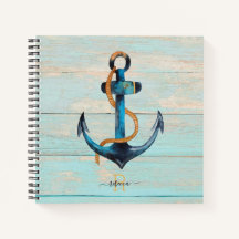 Beach Nautical Anchor Monogrammed Spiral bärbar da