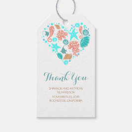 Beach Nautical Ocean Treasures Heart Bröllop Presentetikett