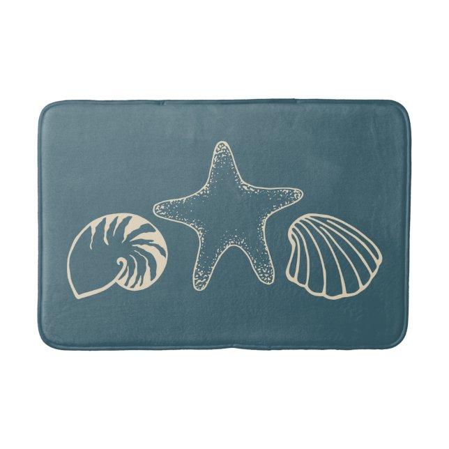 Beach Nautical Seashell Bath Mat Bathroom Matta Gi (Framsidan)