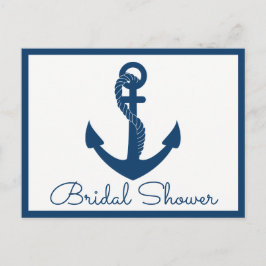 Beach Navy Blue Anchor Nautical Möhippa Inbjudan Vykort